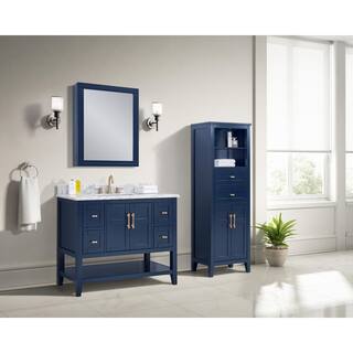 Home Decorators Collection Sturgess 24 in. W x 32 in. H Rectangular Navy Blue Wood Framed Surface Mount Medicine Cabinet with Mirror 19111-MC24-NB