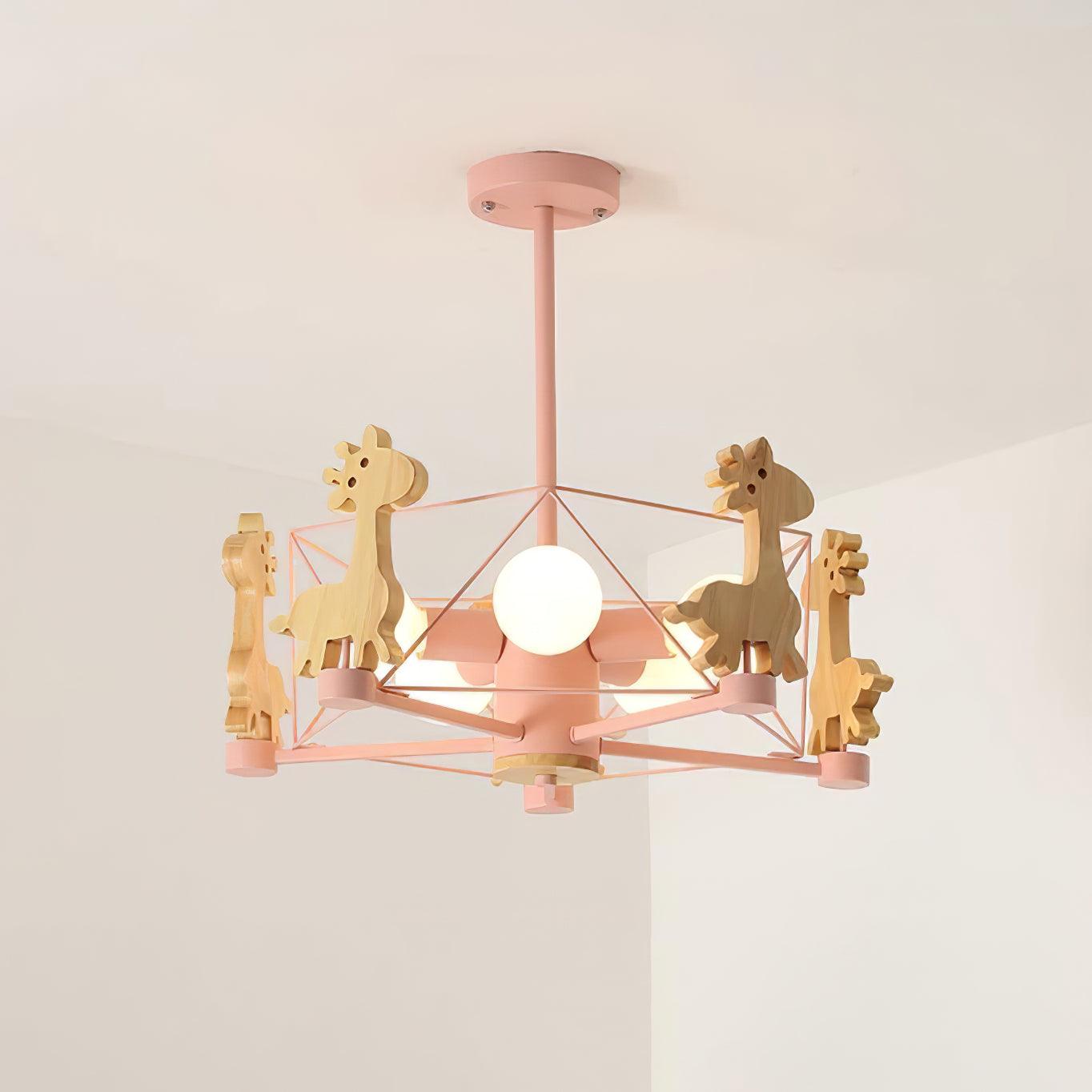 Lovely Deer Wooden Chandelier