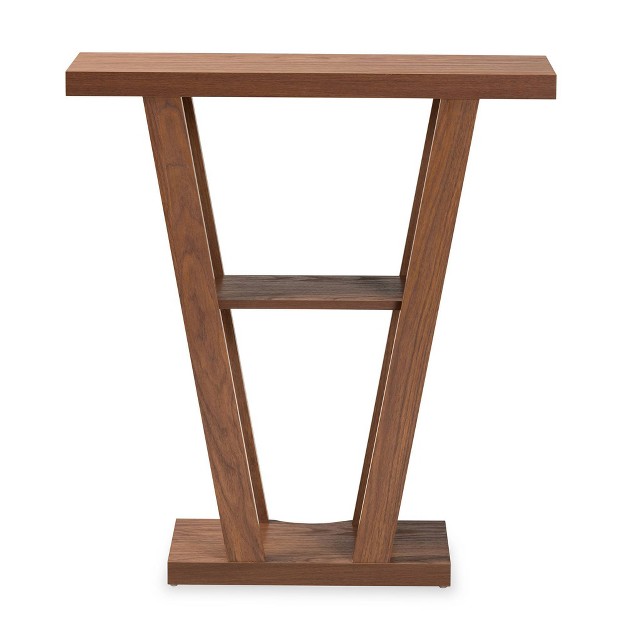 Boone Wood Console Table Walnut Brown Baxton Studio