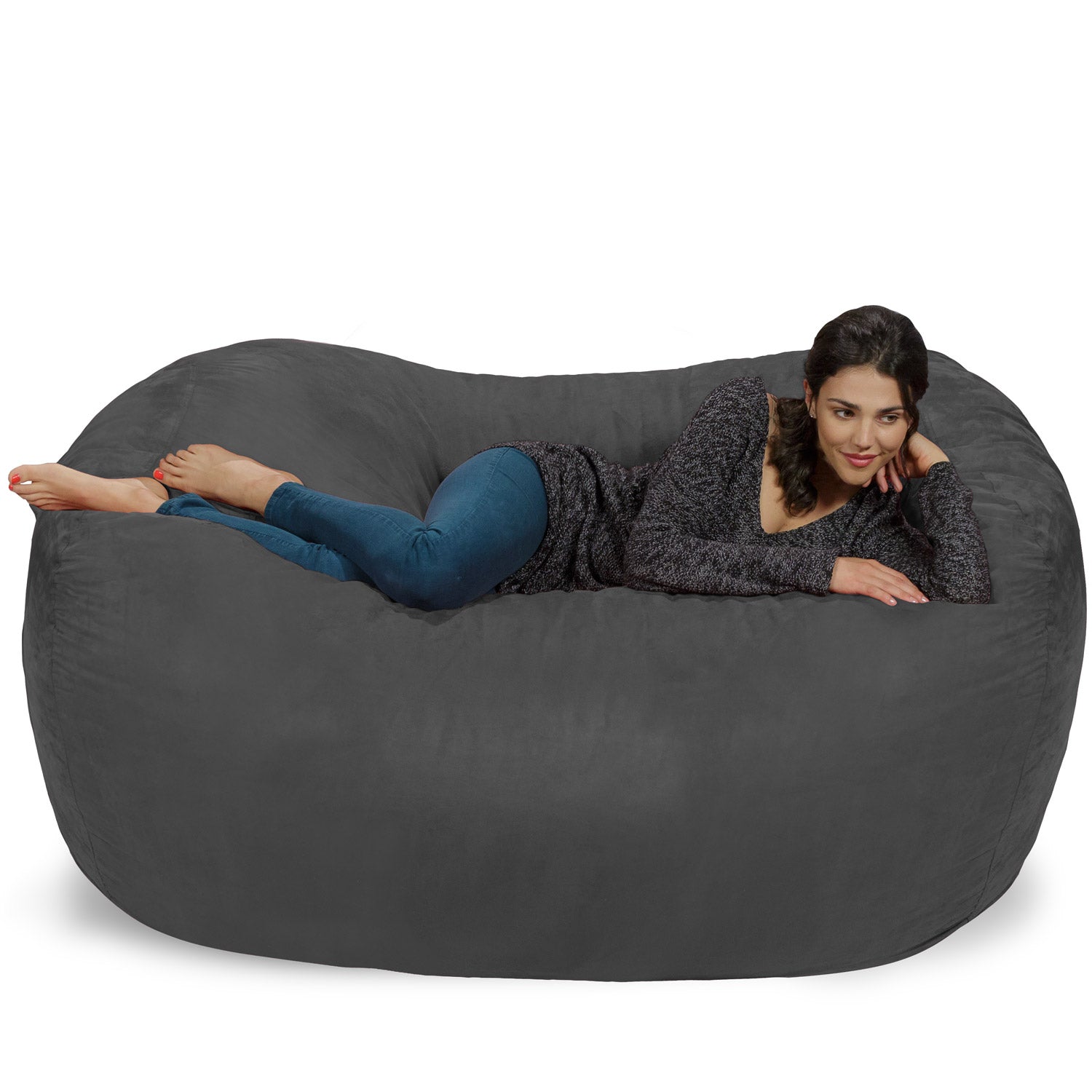 Chill Sack Bean Bag Chair, Memory Foam Lounger with Microsuede Cover, Kids, Adults, 6 ft, Charcoal