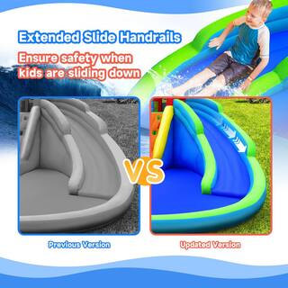 Gymax Inflatable Waterslide Wet and Dry Bounce House with Upgraded Handrail Blower Excluded GYM09328