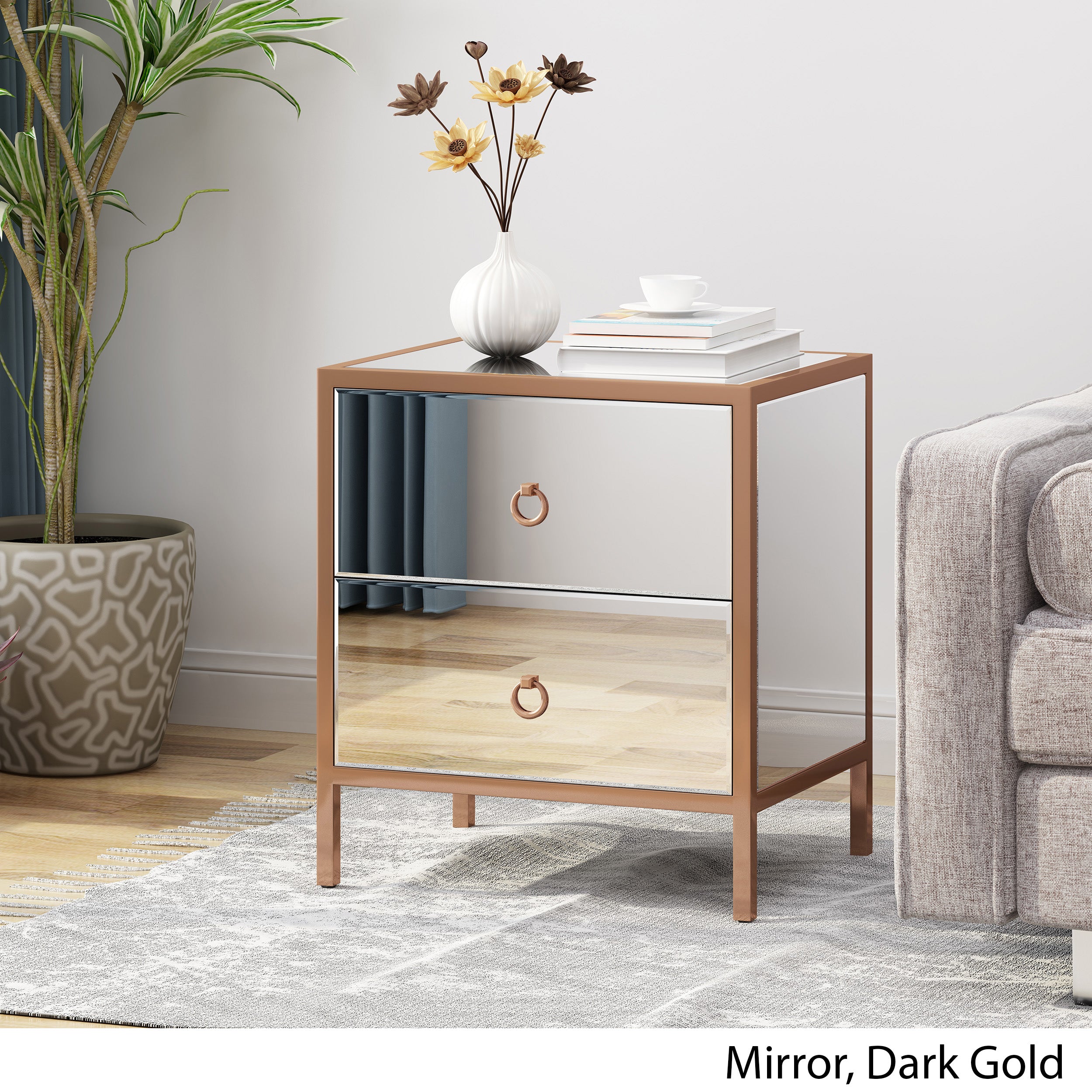 Renee Glam Mirrored 2 Drawer Cabinet