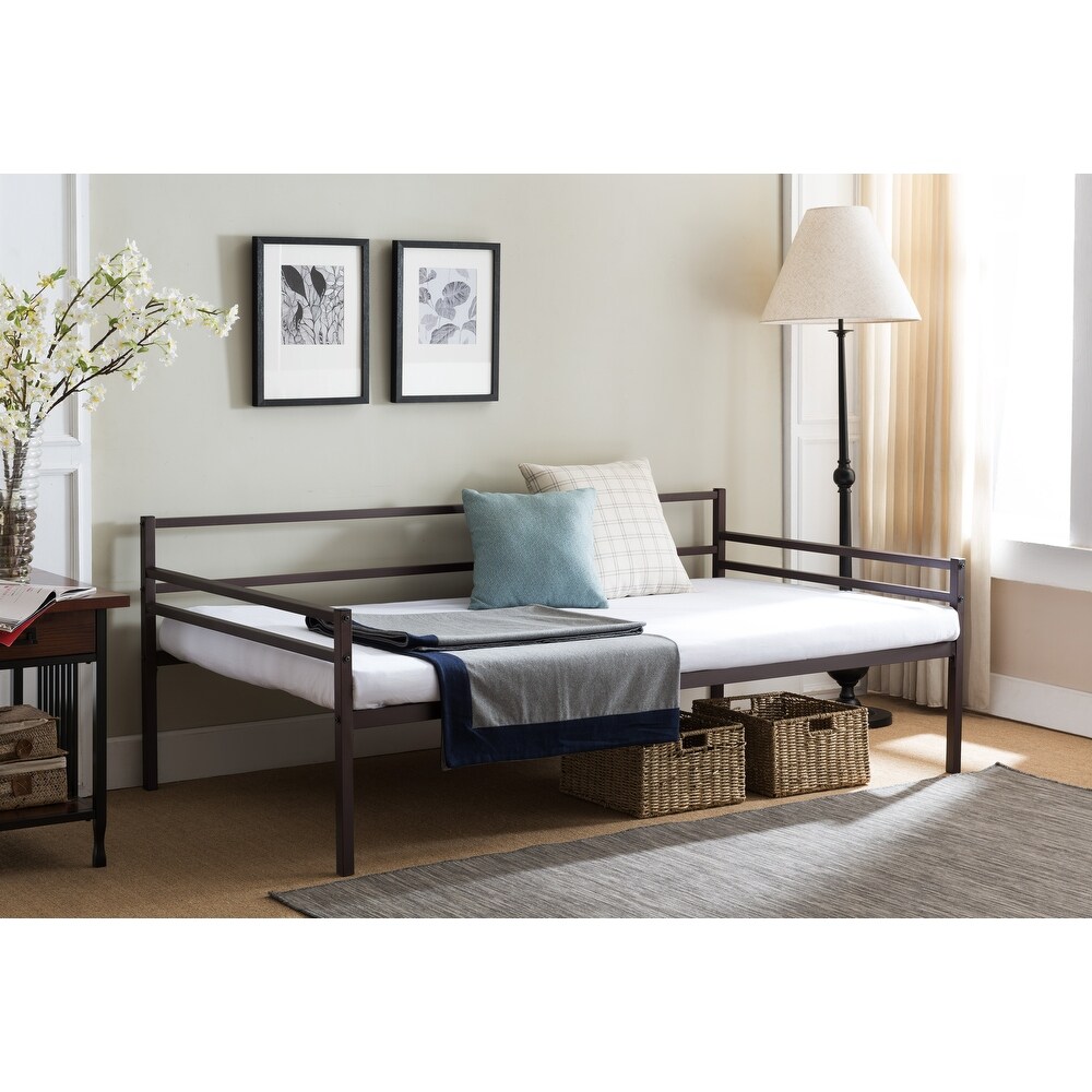 Modern Metal Twin Size Daybed Frame with Metal Slats Support  Bronze Finish