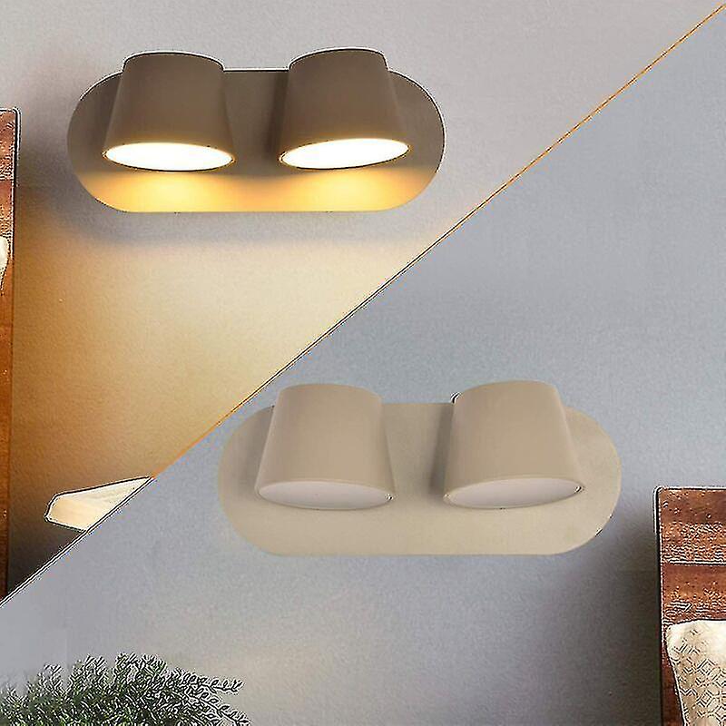 2023-modern  Led 14w Wall Sconce 2 Lights， Nordic Gray Adjustable Double Head Wall