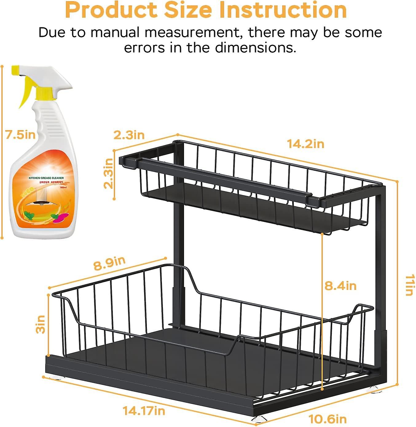 2-tierunder Sink Organizers And Storage 2 Pack Sliding L-shape Under Bathroom Kitchen Cabinet Organizers Narrow Space Storage Multi-purpose Sink Organ