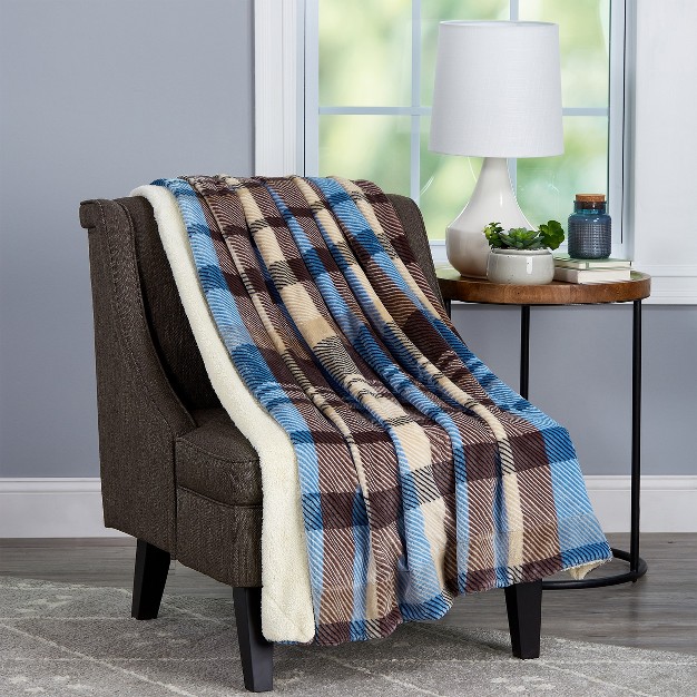 Blanket Throw Oversized Plush Woven Polyester Fleece Plaid Throw Breathable By Hastings Home horizon