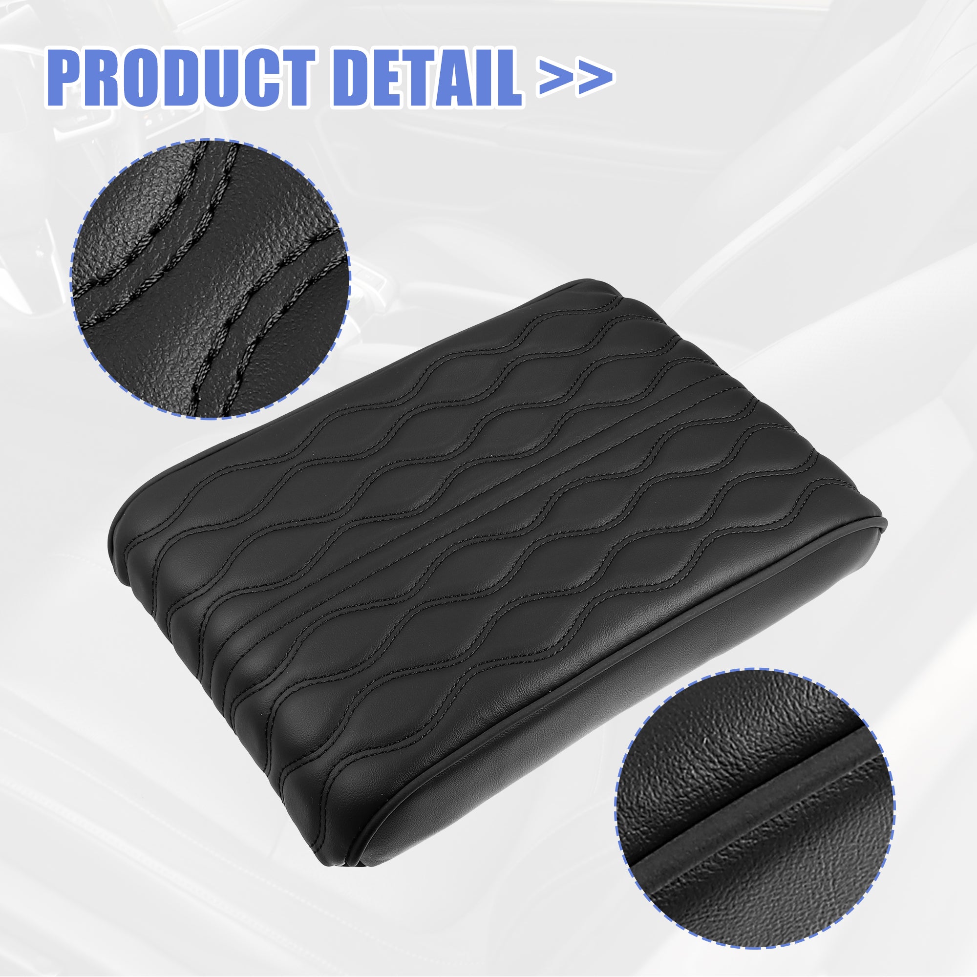 Auto Armrest Cushion Cover Center Console Box Pad Waterproof Faux Leather Cushion Pad Protector Universal Black