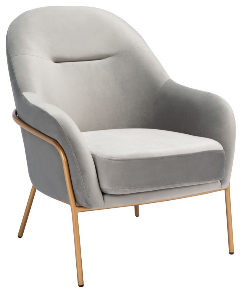 Liza Accent Chair  Gray Velvet   Midcentury   Armchairs And Accent Chairs   by Rustic Home Furniture Deco  Houzz