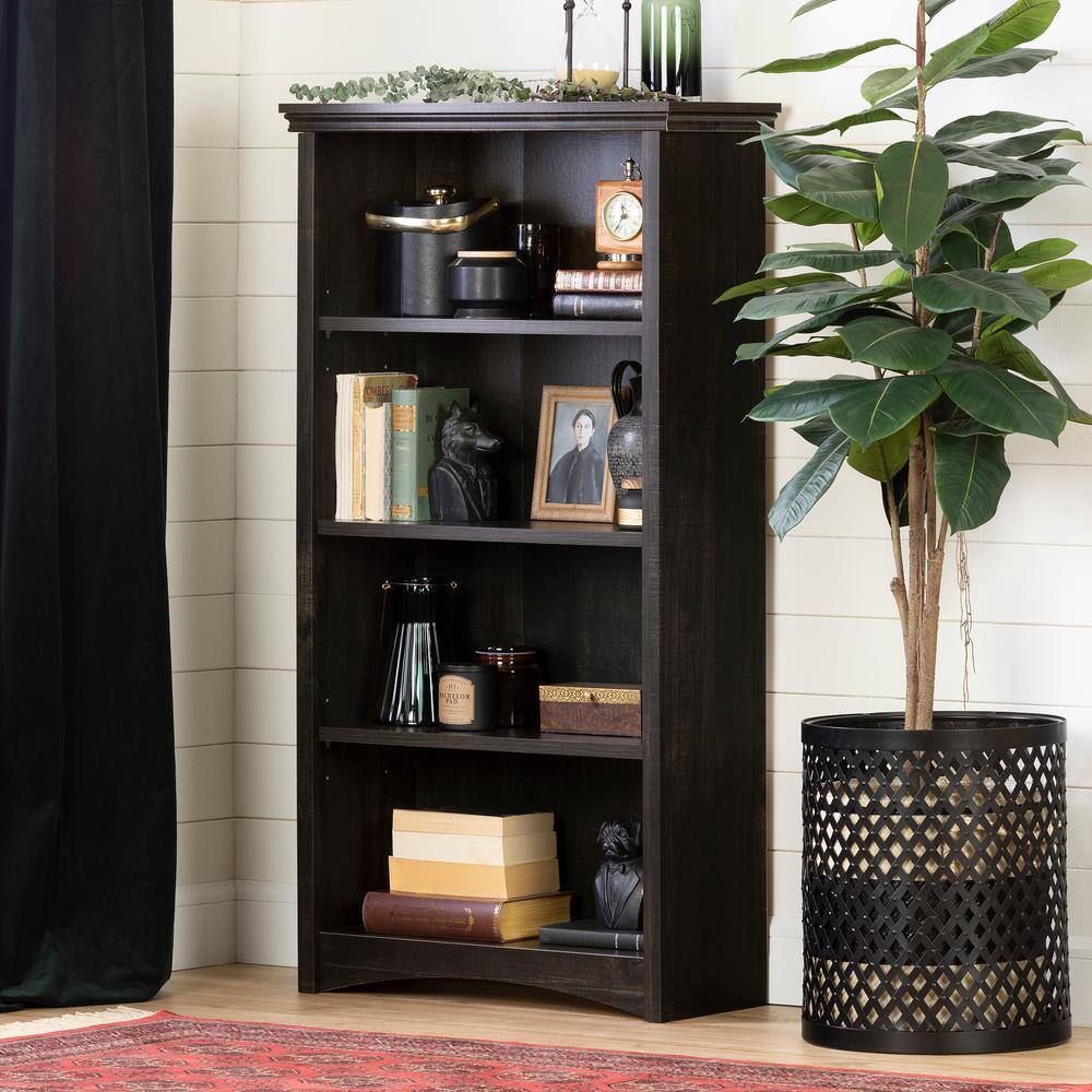 South Shore Gascony Rubbed Black 4-Shelf Bookcase 12543