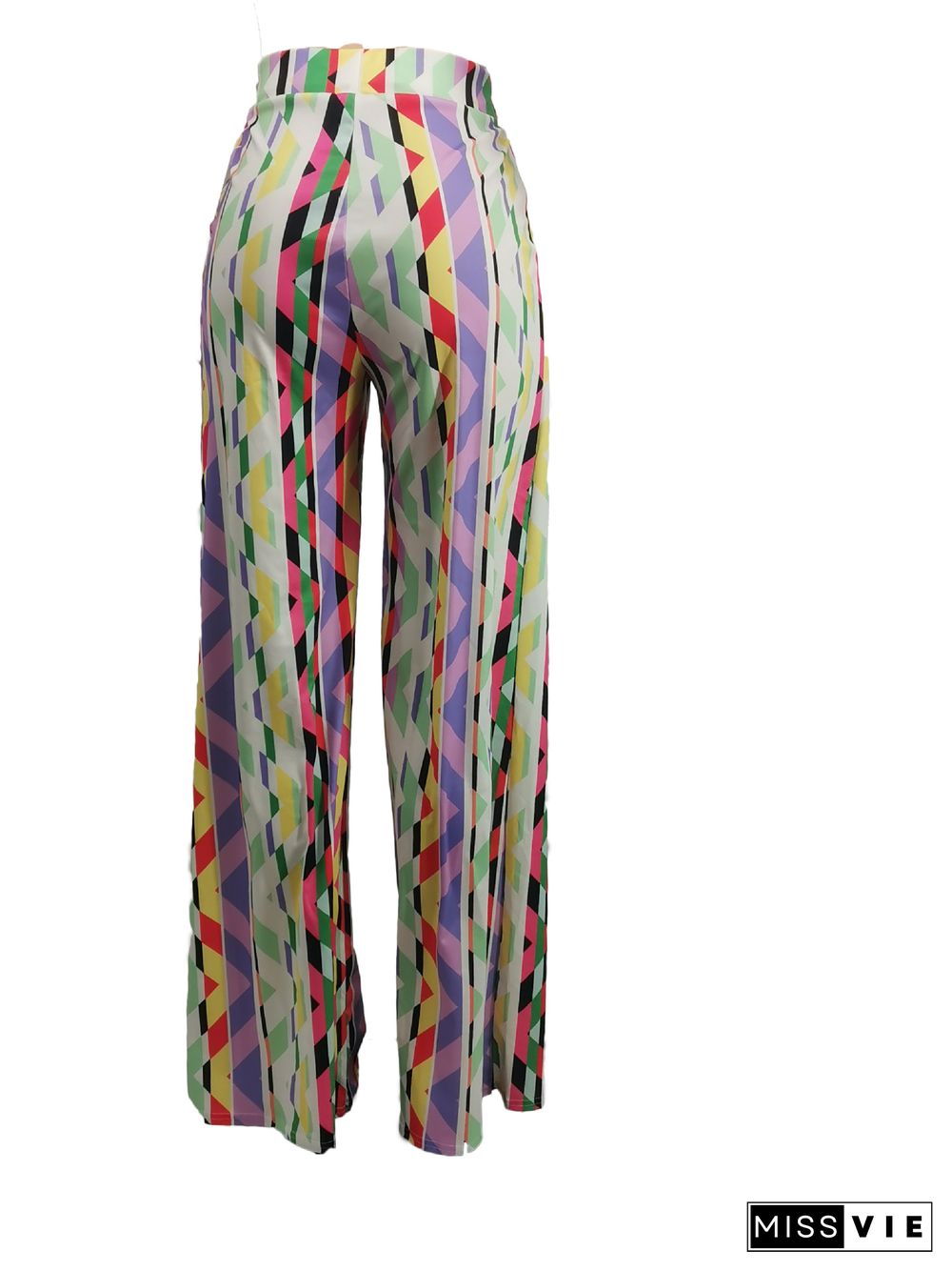 Women Casual High Waist Loose-Fitting Print Wide Leg Pants