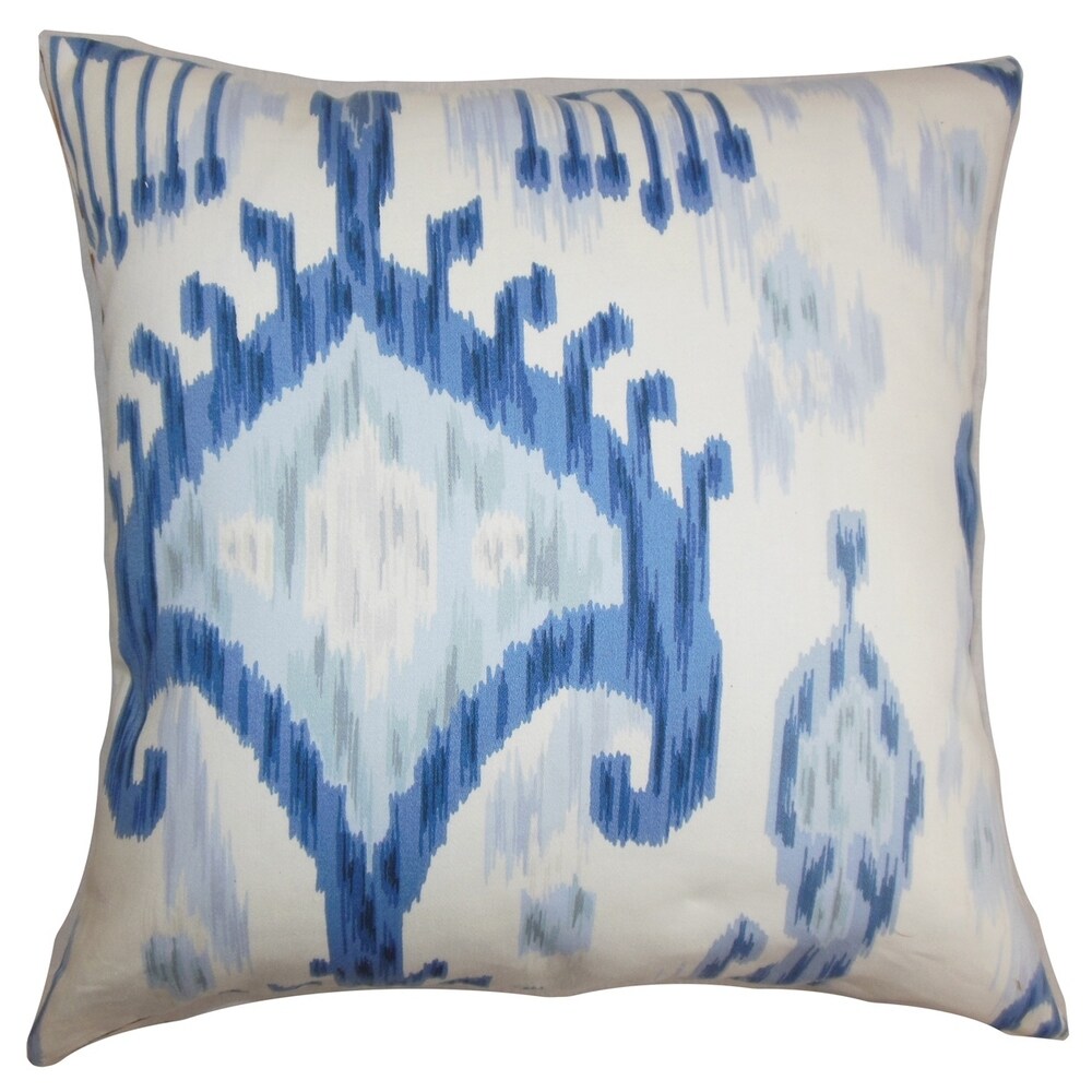 Talisha Ikat Floor Pillow Blue White