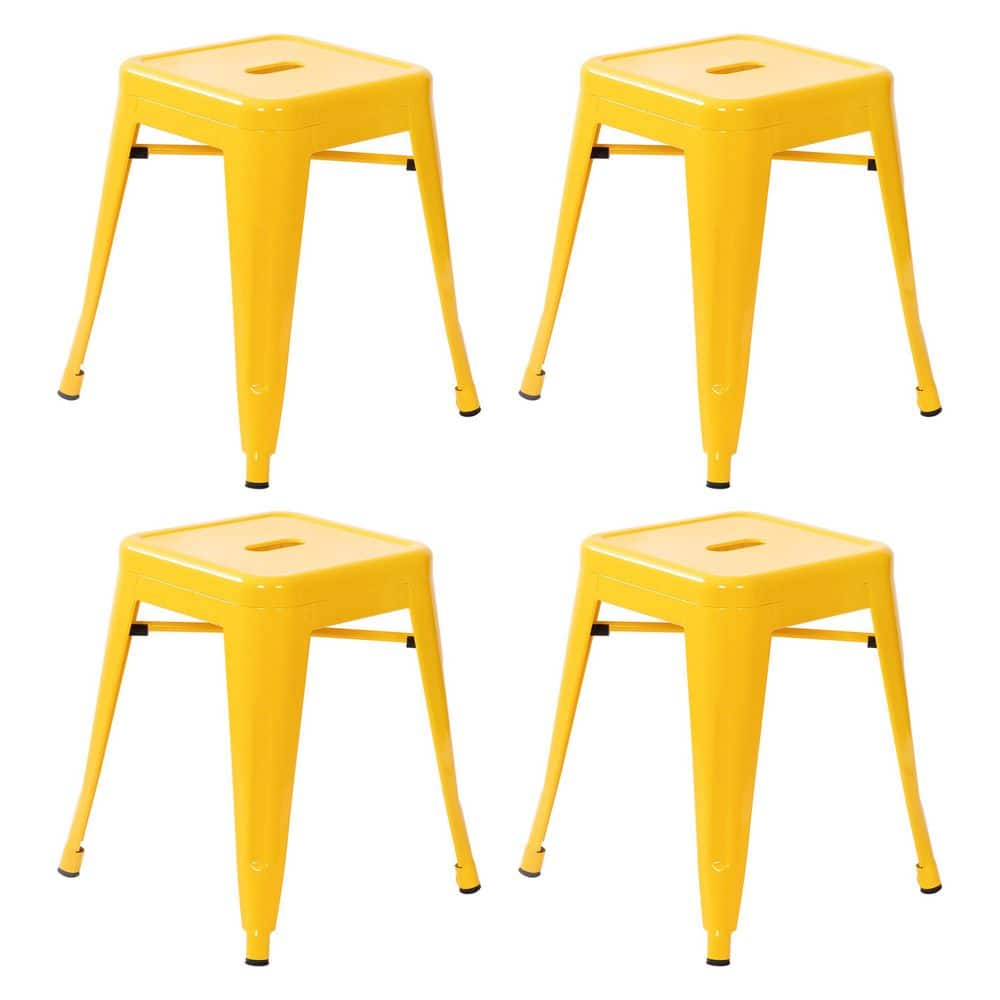 Carnegy Avenue 18 in. Yellow Backless Metal Bar Stool with Metal Seat Set of 4 CGA-ET-509915-YE-HD