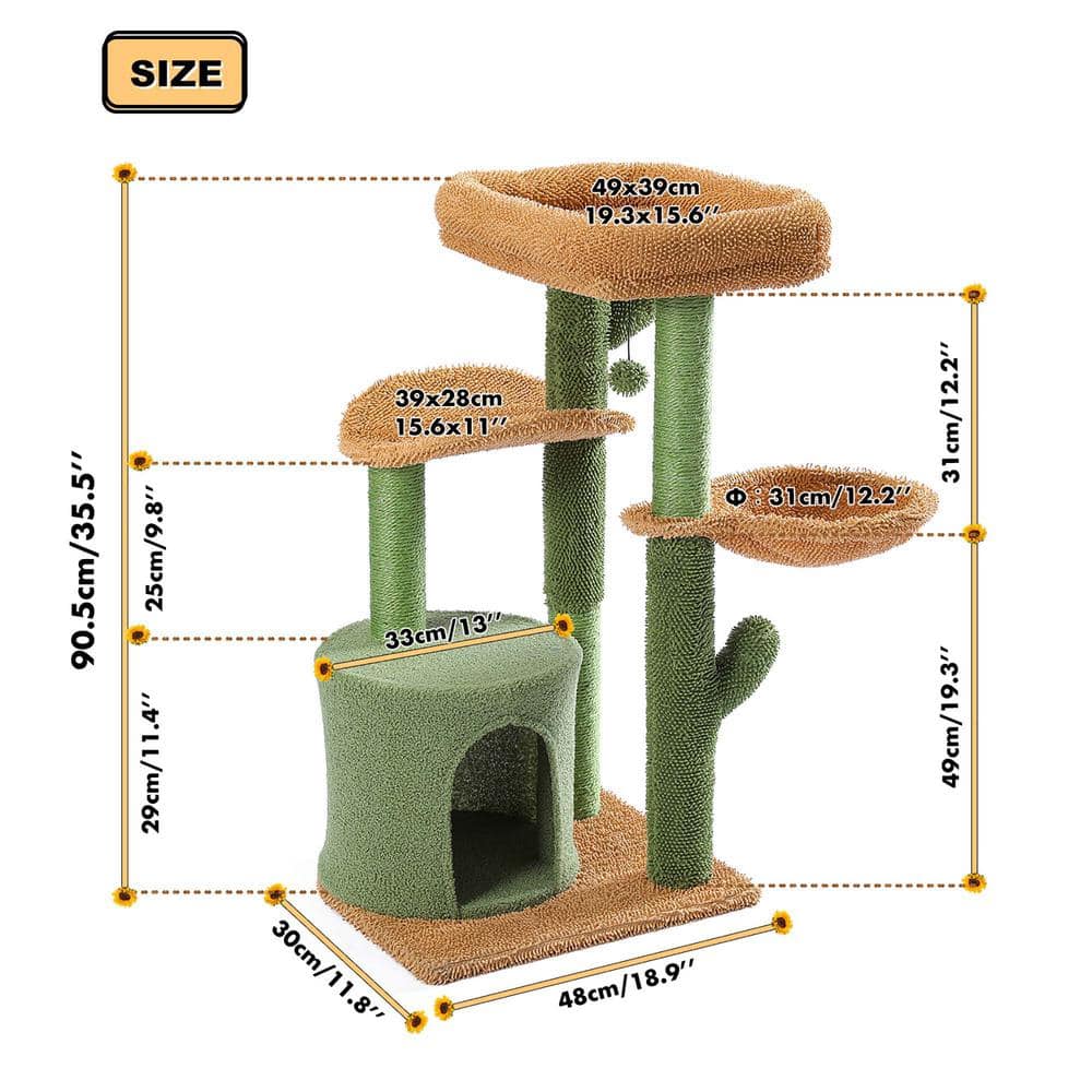 Foobrues Cactus Cat Tree Hammock Perch Condo PSL-23170789