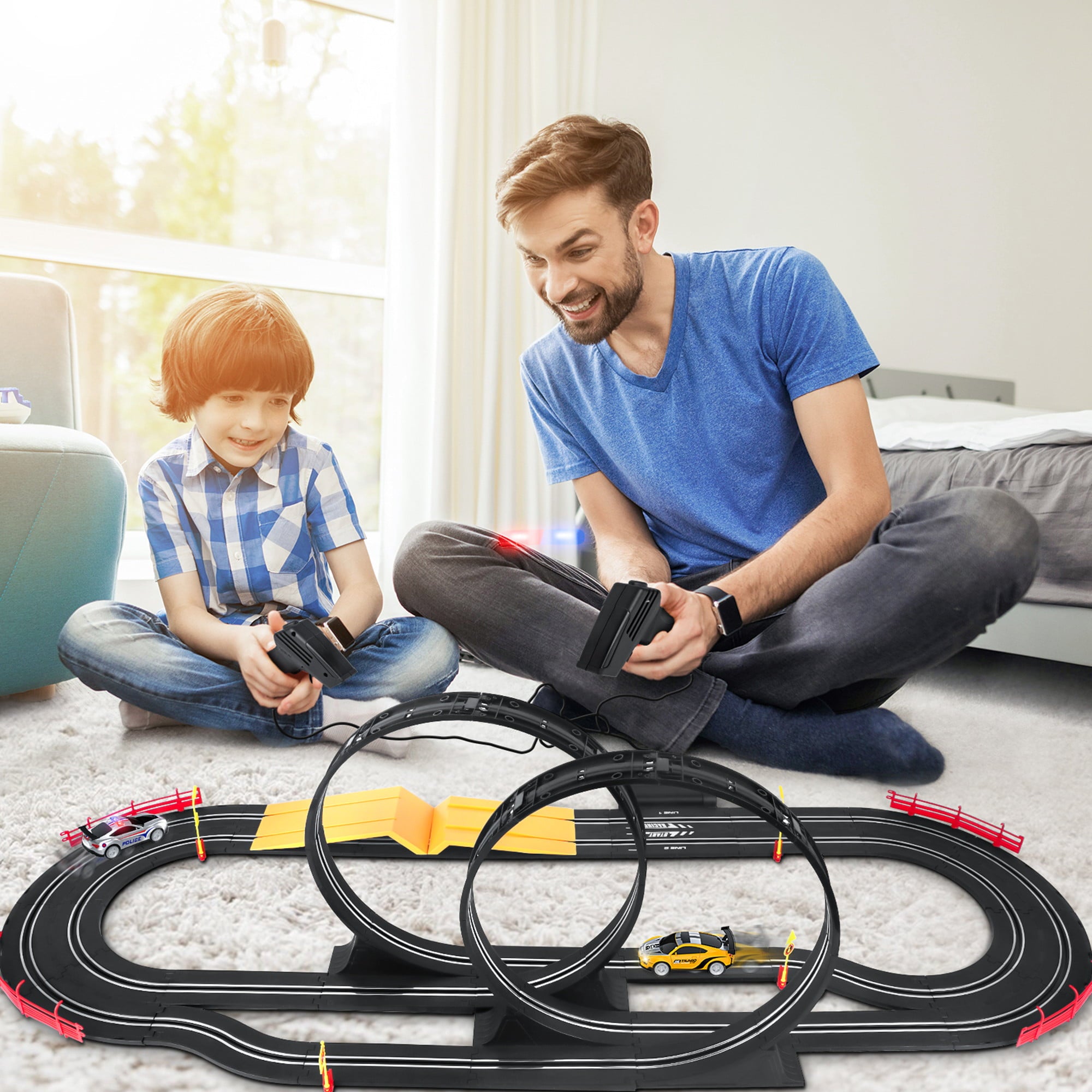 Growsly Electric Race Track for Boys and Girls Kids Toy Slot Cars Set Toys Xmas Gift for 4 5 6 7 8 9 10 11 12 Years Old Children