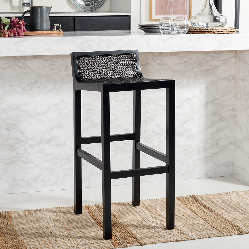 SAFAVIEH Saito Low Back Cane Bar Stool   16\