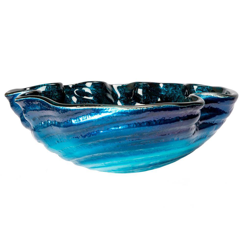 Eden Bath Caribbean Wave Glass Vessel Sink in Blue EB_GS37