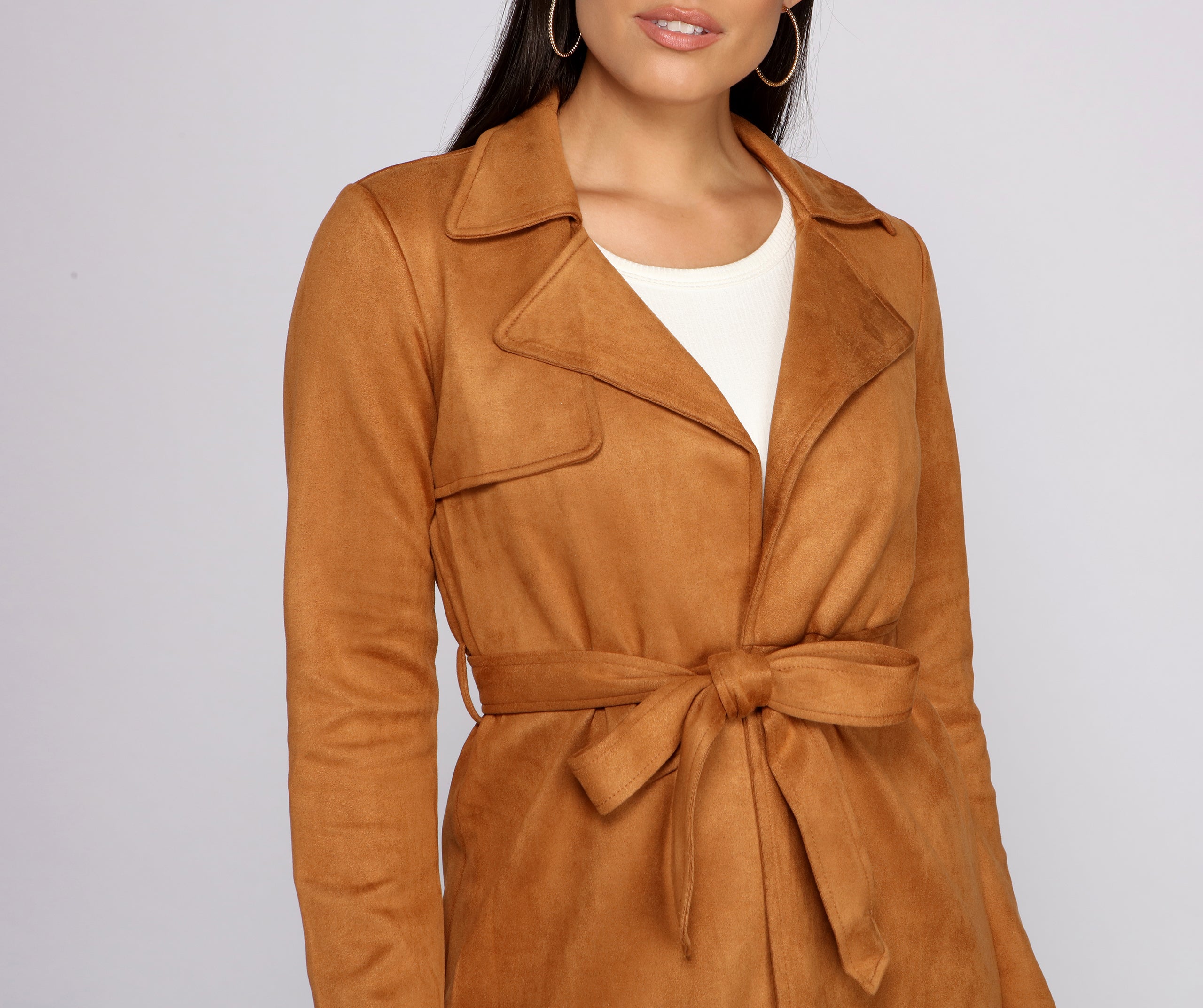 Chic In The City Faux Suede Trench