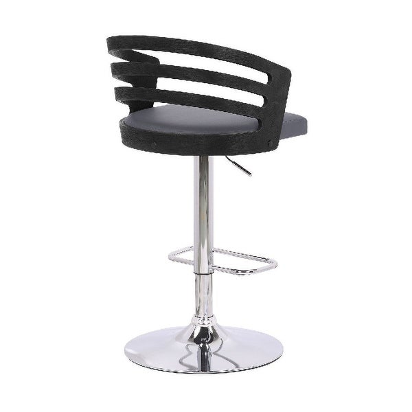 Adjustable Barstool with Curved Open Low Wooden Back - 19 L X 19 W X 44 H Inches