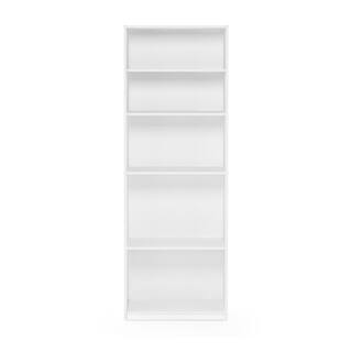 Furinno 71.2 in. White Wood 5-shelf Standard Bookcase with Adjustable Shelves 14110R1WH