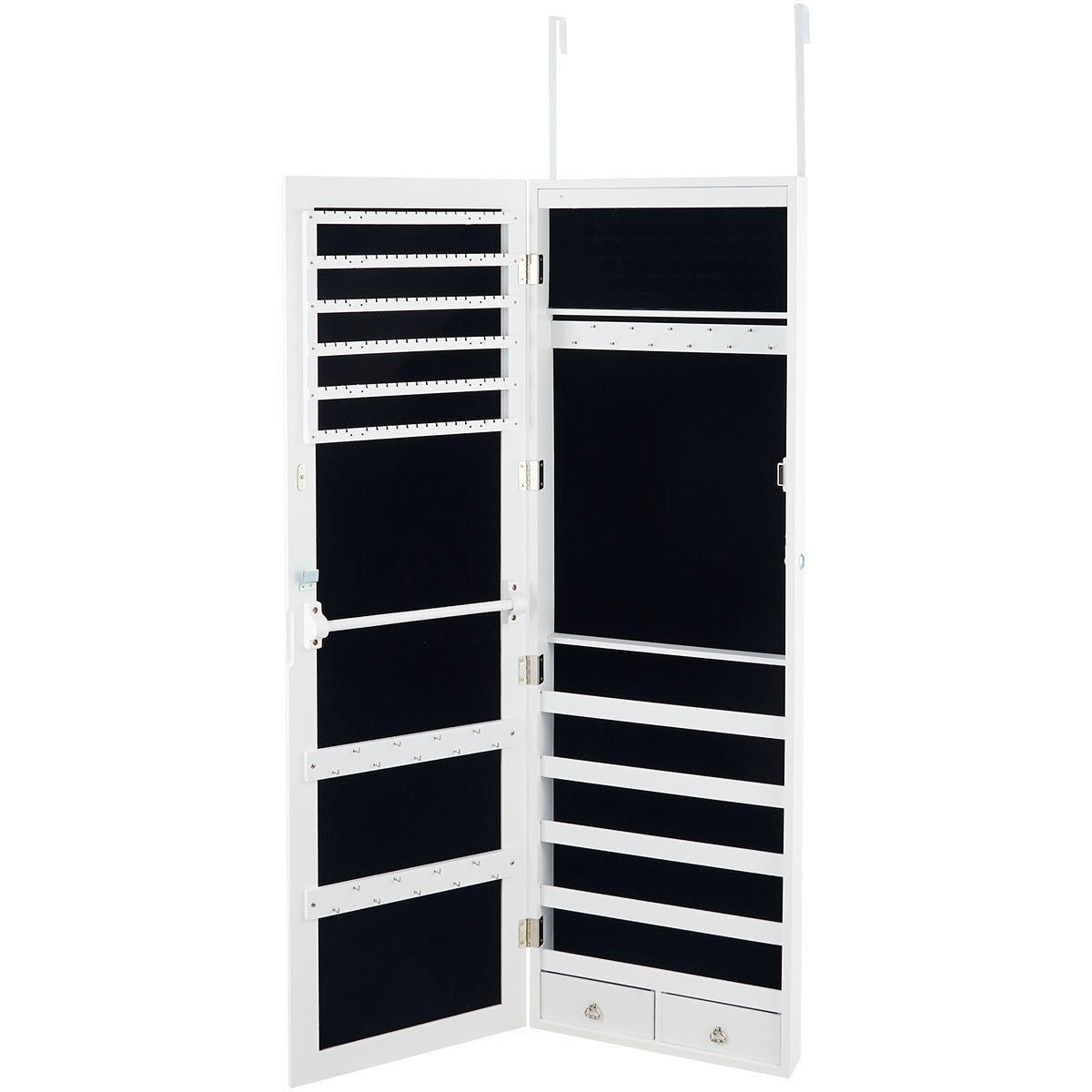 Wall Mounted Lockable Mirror Jewelry Cabinet with LED Light - 4.5