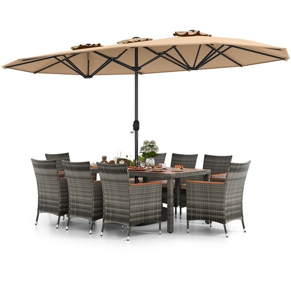 Costway 10 Pieces Patio Wicker Dining Set with DoubleSided Patio