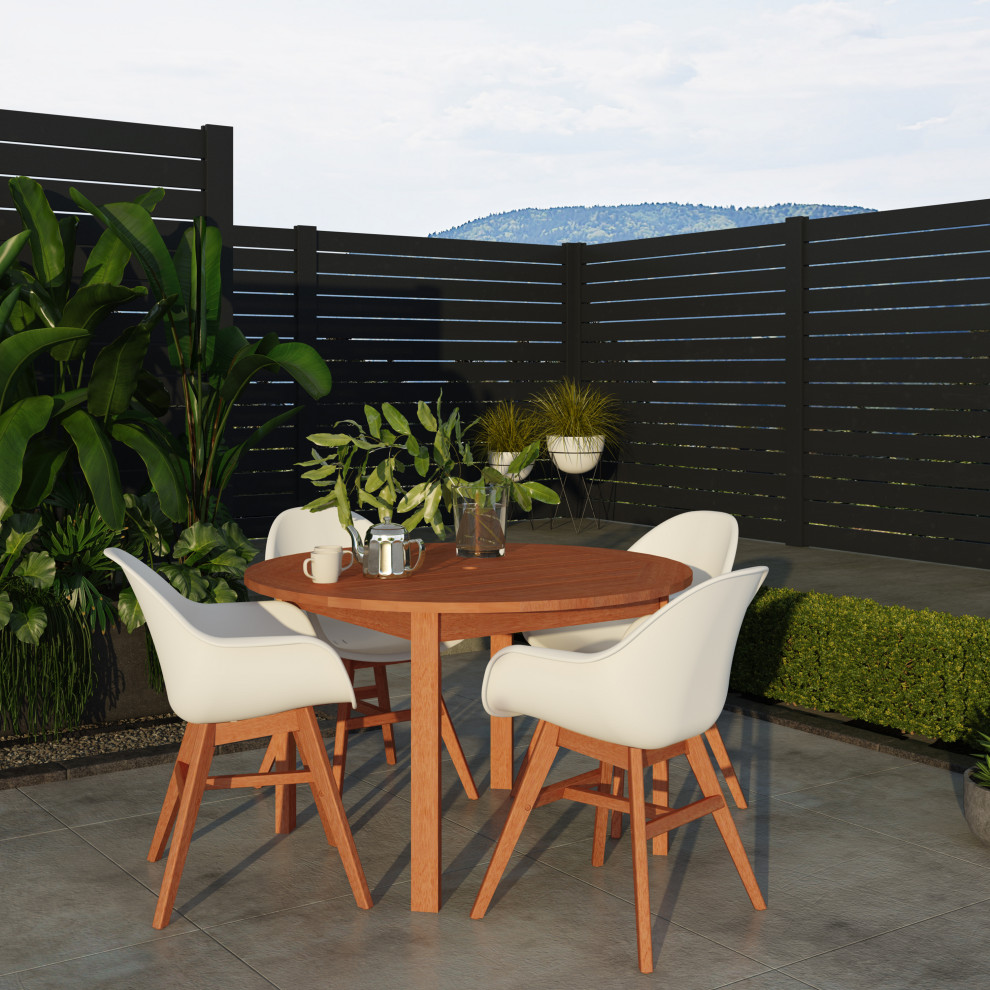 Amazonia Charlotte Deluxe 5 Piece Round Patio Dining Set   Midcentury   Outdoor Dining Sets   by Homesquare  Houzz