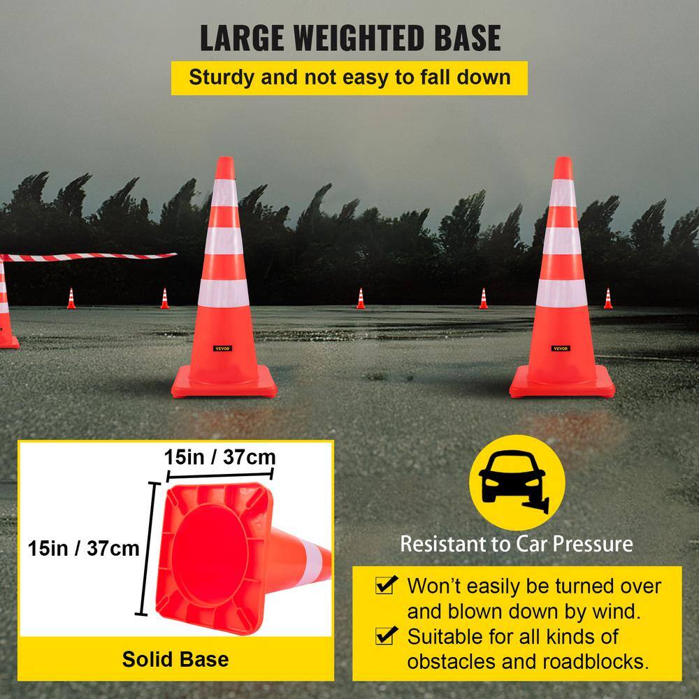 VEVOR Reflective Collars Traffic Cones with Weighted Base and Reflective Collars for Traffic Control (6-Pack) AQZYCQHBJ3636KKUBV0