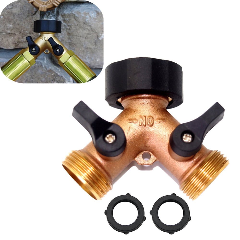 Bowake Garden Hose Splitter Heavy-Duty 2 Way Solid Brass Y Valve Female Connector