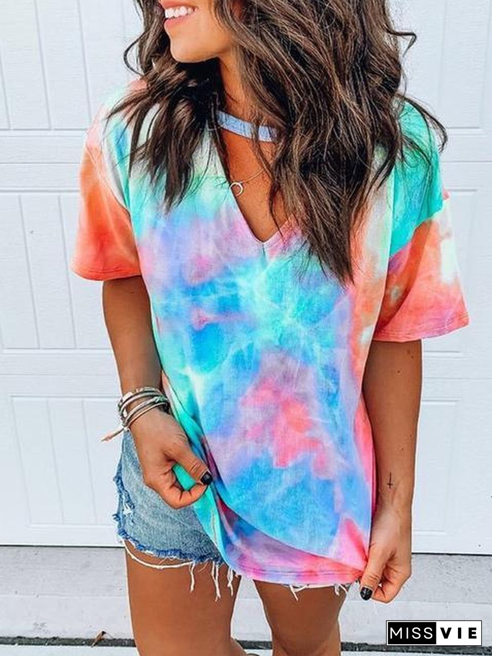 Tie Dye Printed Multicolor T-Shirt