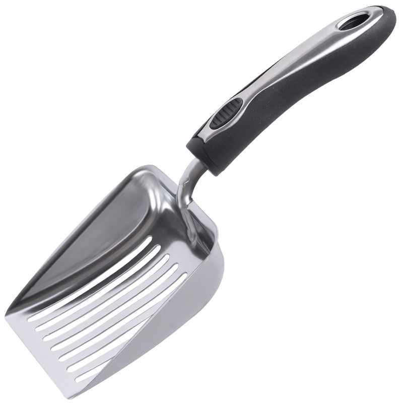 Cat Litter Scoop， Metal， Rubber Handle， BlackandSilver