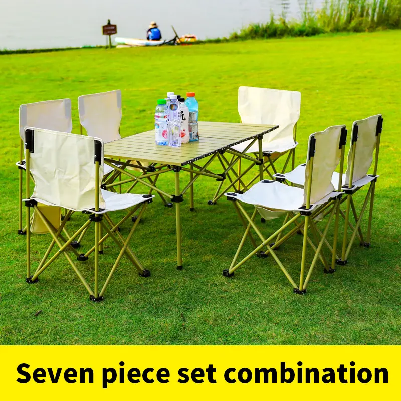 Portable camping tables and chairs Picnic tables with wood grain outdoor folding tables