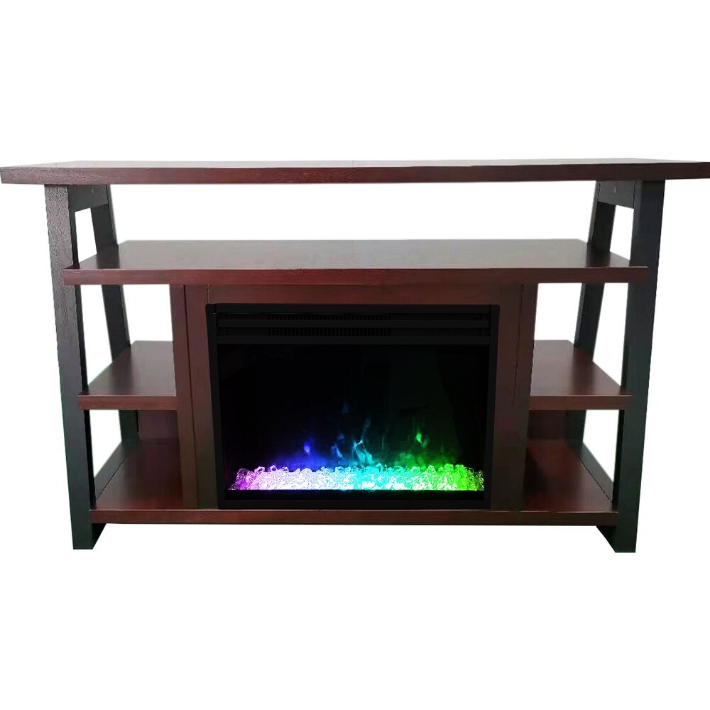 Cambridge 32 In. Sawyer Industrial Electric Fireplace Mantel with Deep Crystal Display and Color Changing Flames  Mahogany