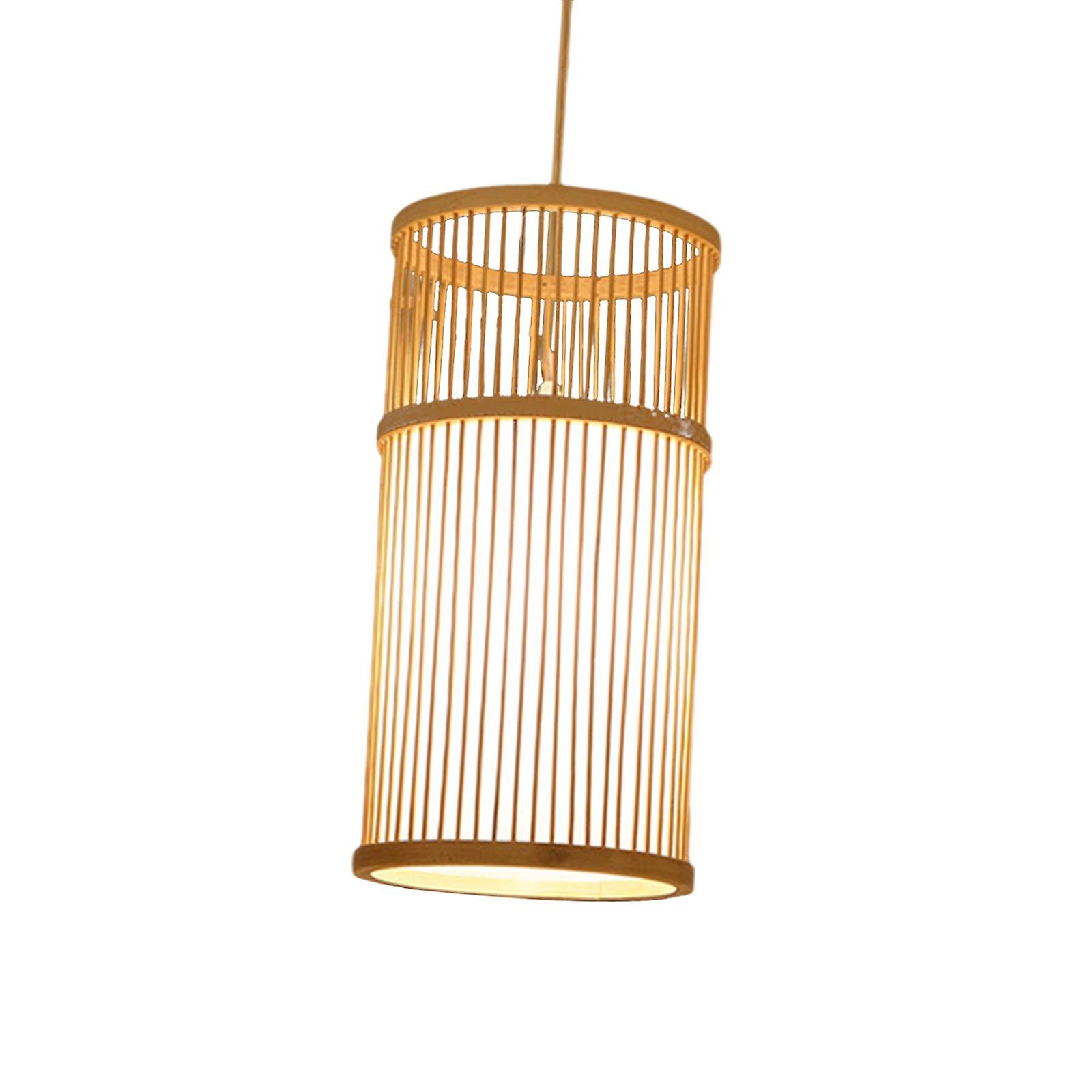 Handwoven Bamboo Lampshade Farmhouse Pendant Light For Bars Foyer Livingroom Style B