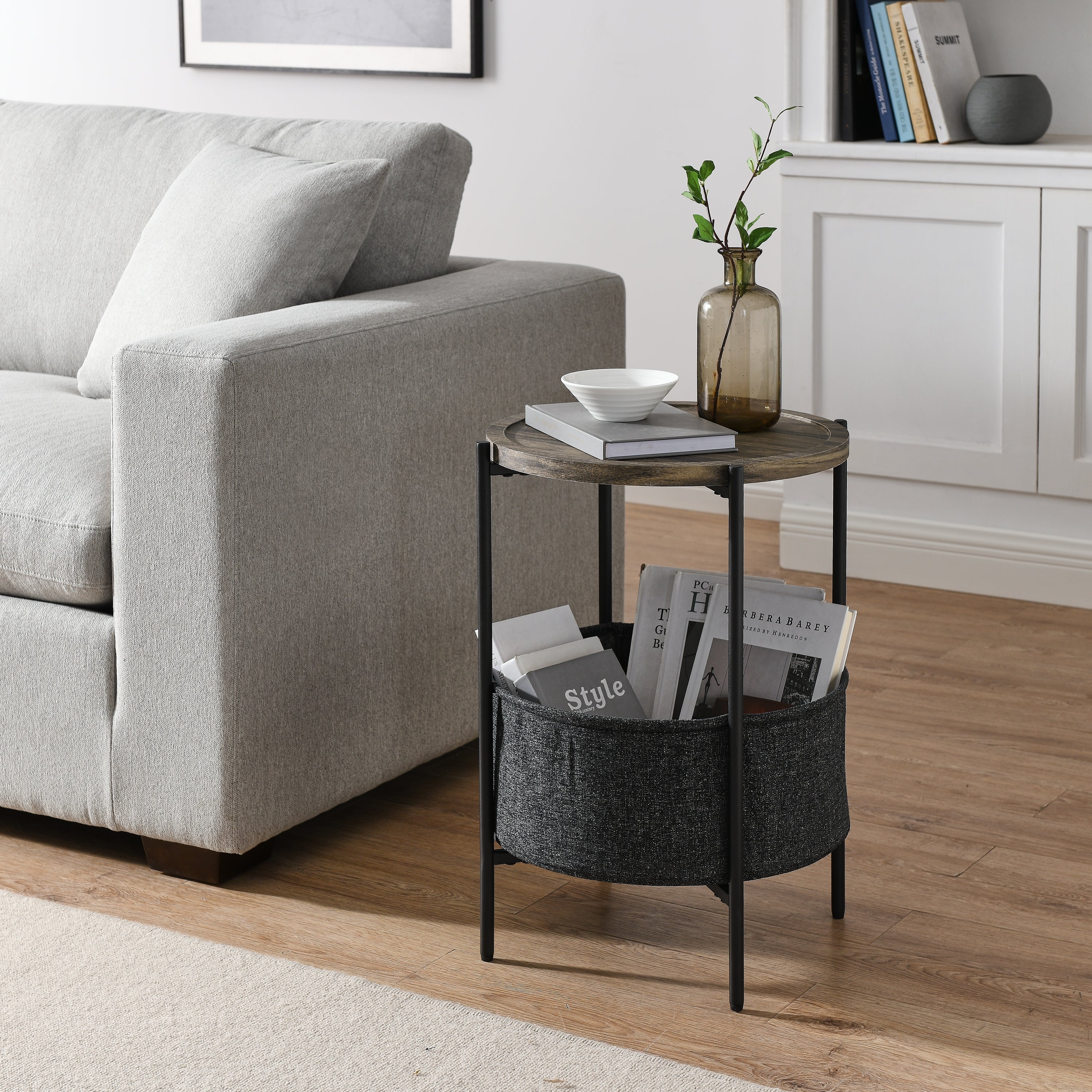 Modern Accent End Table/Side/Leisure Table Tables with Storage Basket