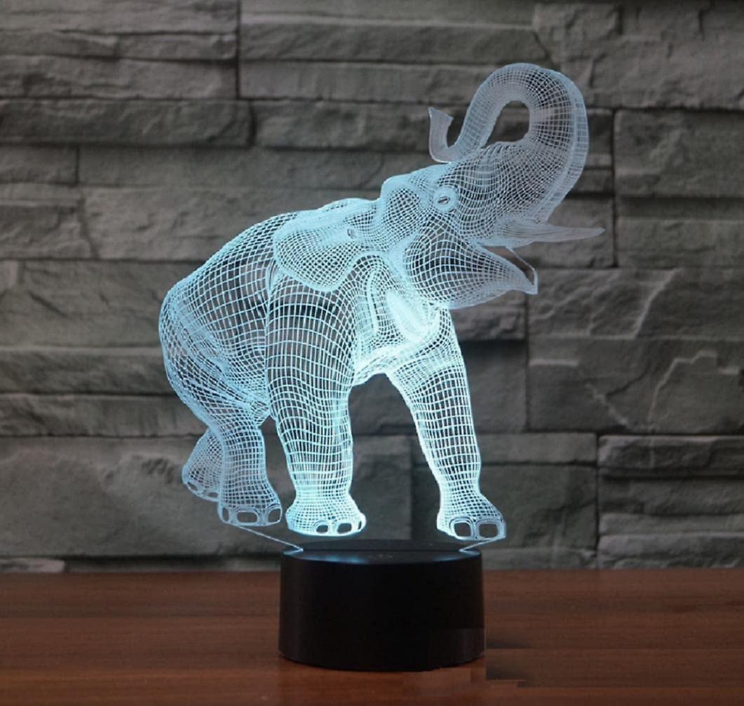 3d Elephant Animal Led Lamp Night Light Touch Table Desk Optical Illusion Lamps 7 Color Changing Lights Home Xmas Birthday Gift