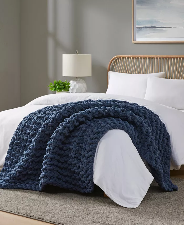 Madison Park Chunky-Knit Chenille Throw， 50