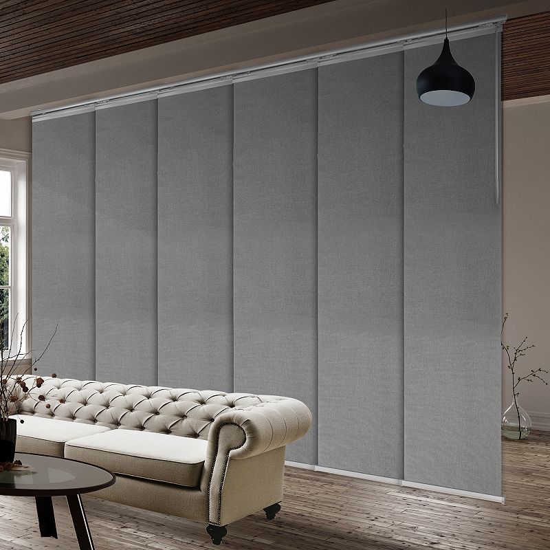 Rod Desyne Woven Gray 6-Panel Single Rail Panel Track Room Extendable Divider