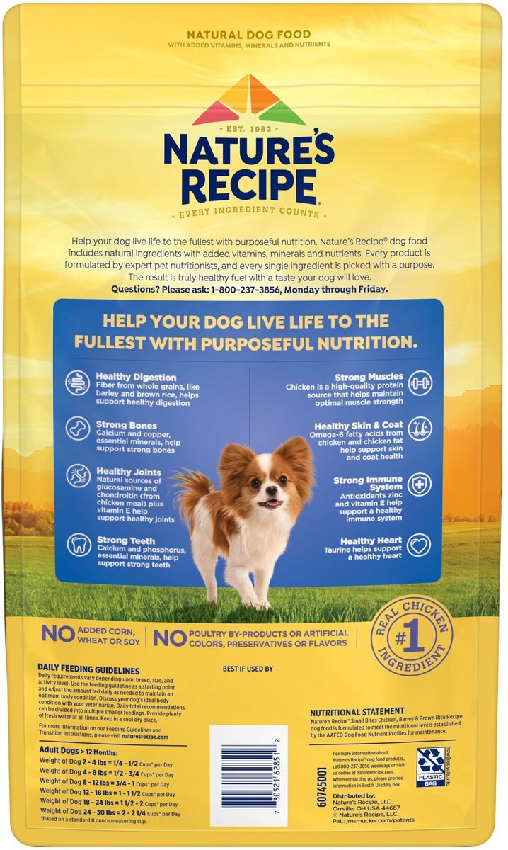 Nature's Recipe Small Bites Chicken， Barley and Brown Rice Recipe Dry Dog Food