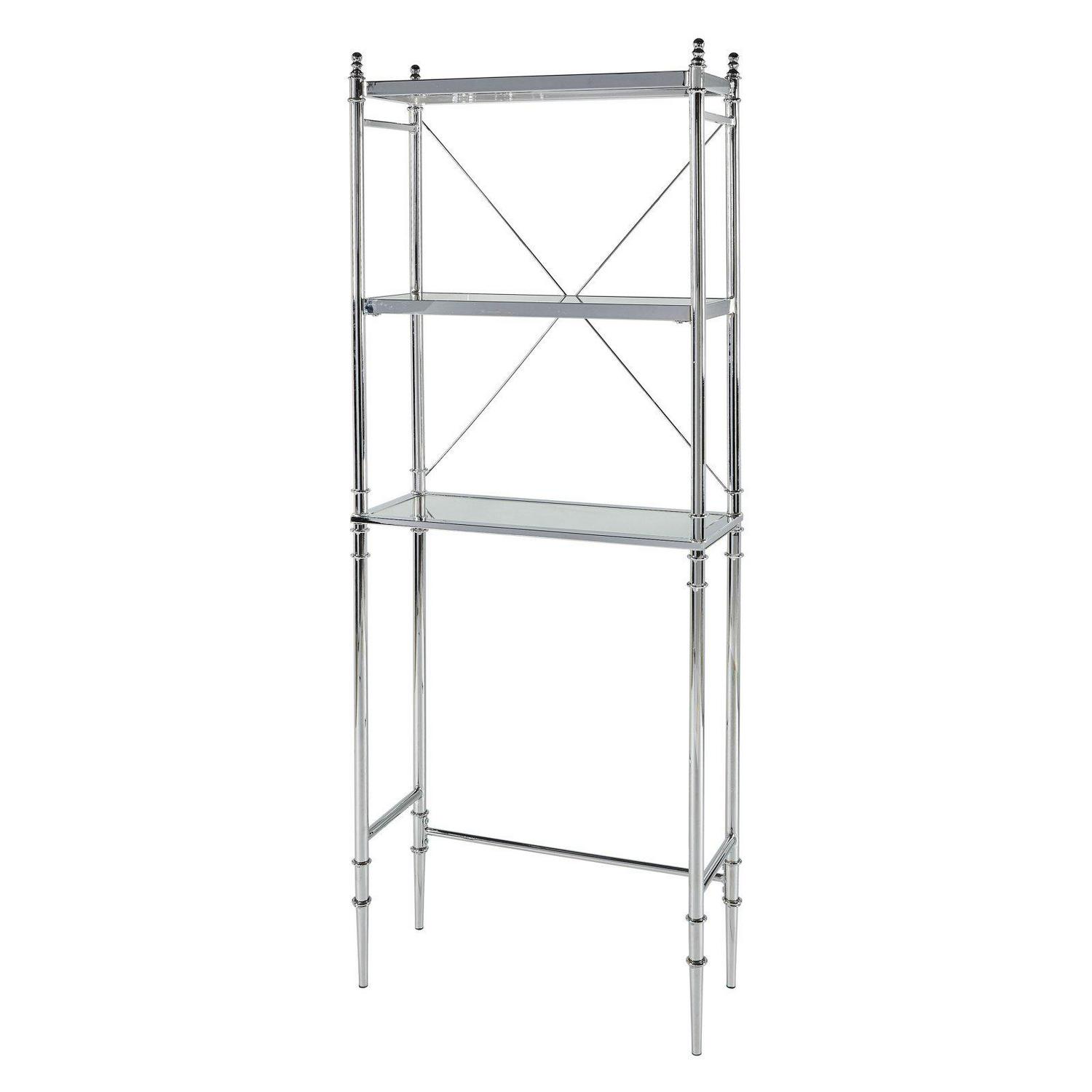 Linon Pinnacle Chrome and Glass Spacesaver， 3 Tiered Shelves