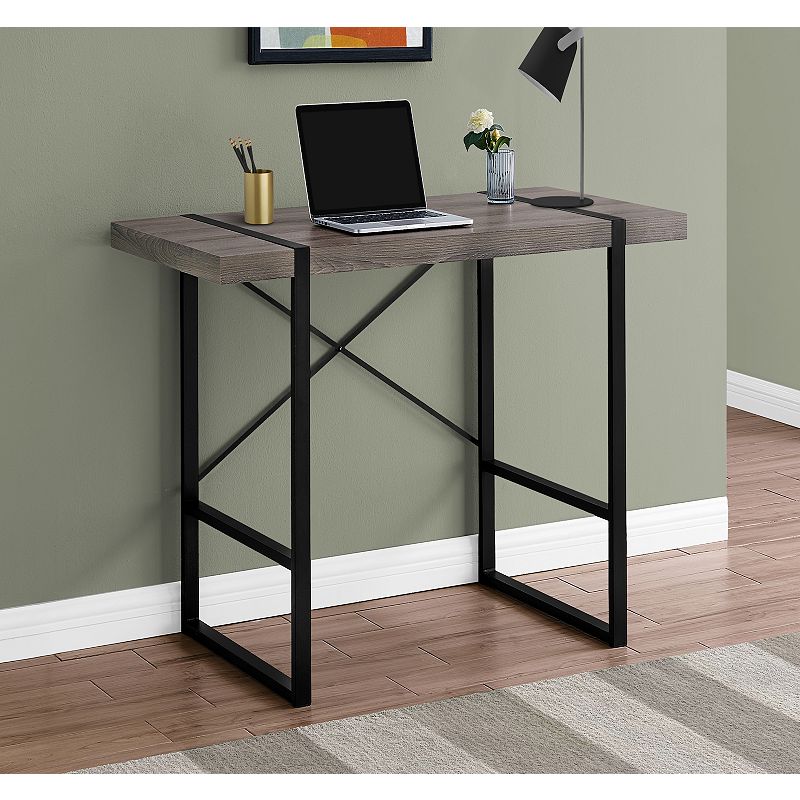 49 Taupe Gray and Black Contemporary Computer Desk