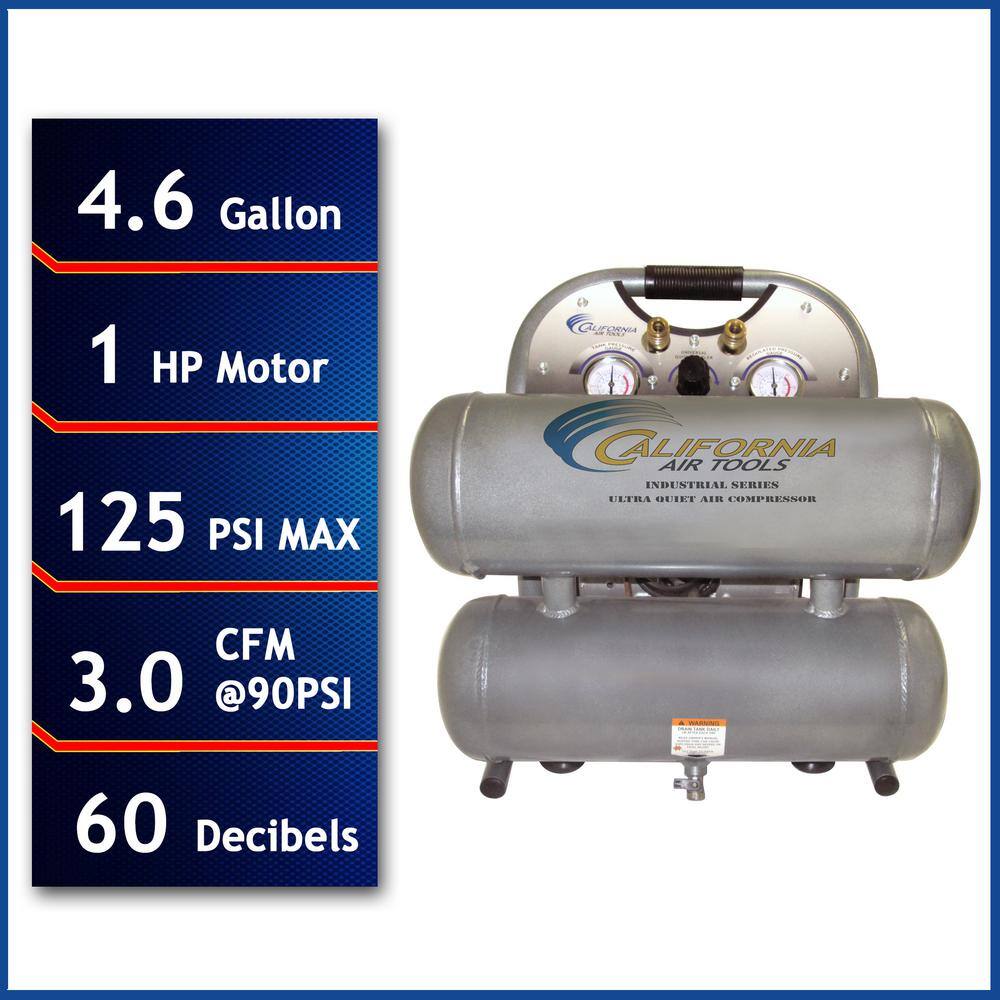 California Air Tools 4.6-Gal. 1 HP Ultra Quiet Oil-Free and Lightweight Electric Air Compressor 4610ALFC