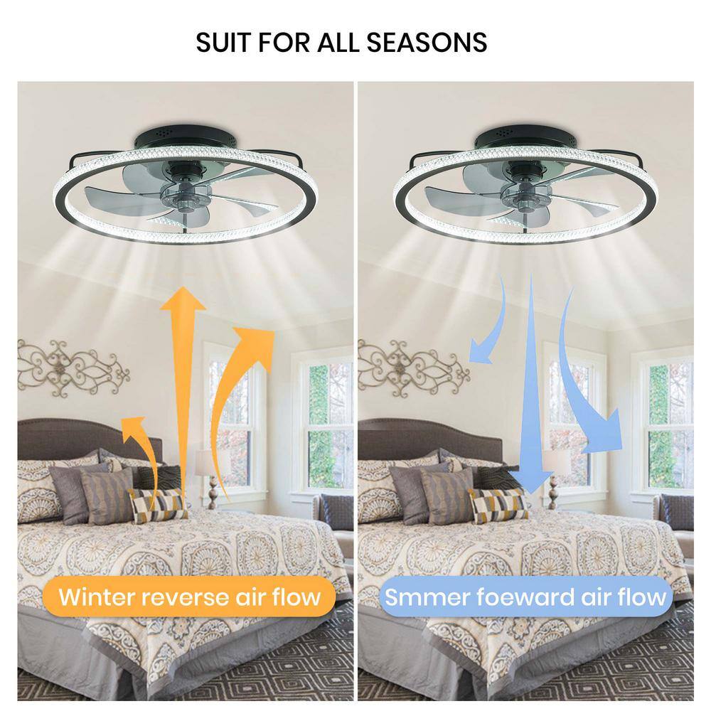 FANNEHONNE 20'' Ceiling Fans with Lights and Remote Low Profile Flush Mount Small Ceiling Fan for Bedroom CA0001106