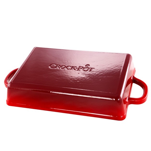 Crock Pot Artisan 13 In Enameled Cast Iron Lasagna Pan In Scarlet Red