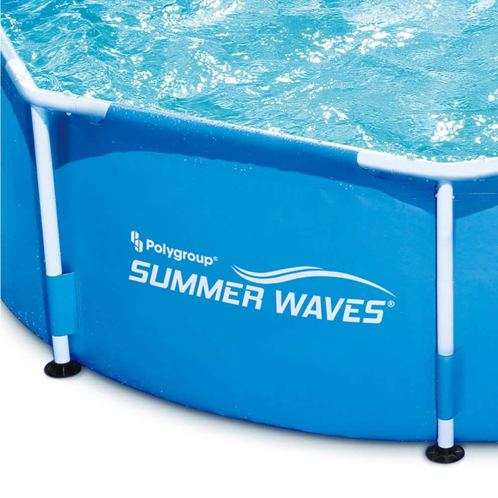 Summer Waves 8 ft. Round 30 in. D Metal Frame Above Ground Swimming Pool and Pump P2000830A-SW