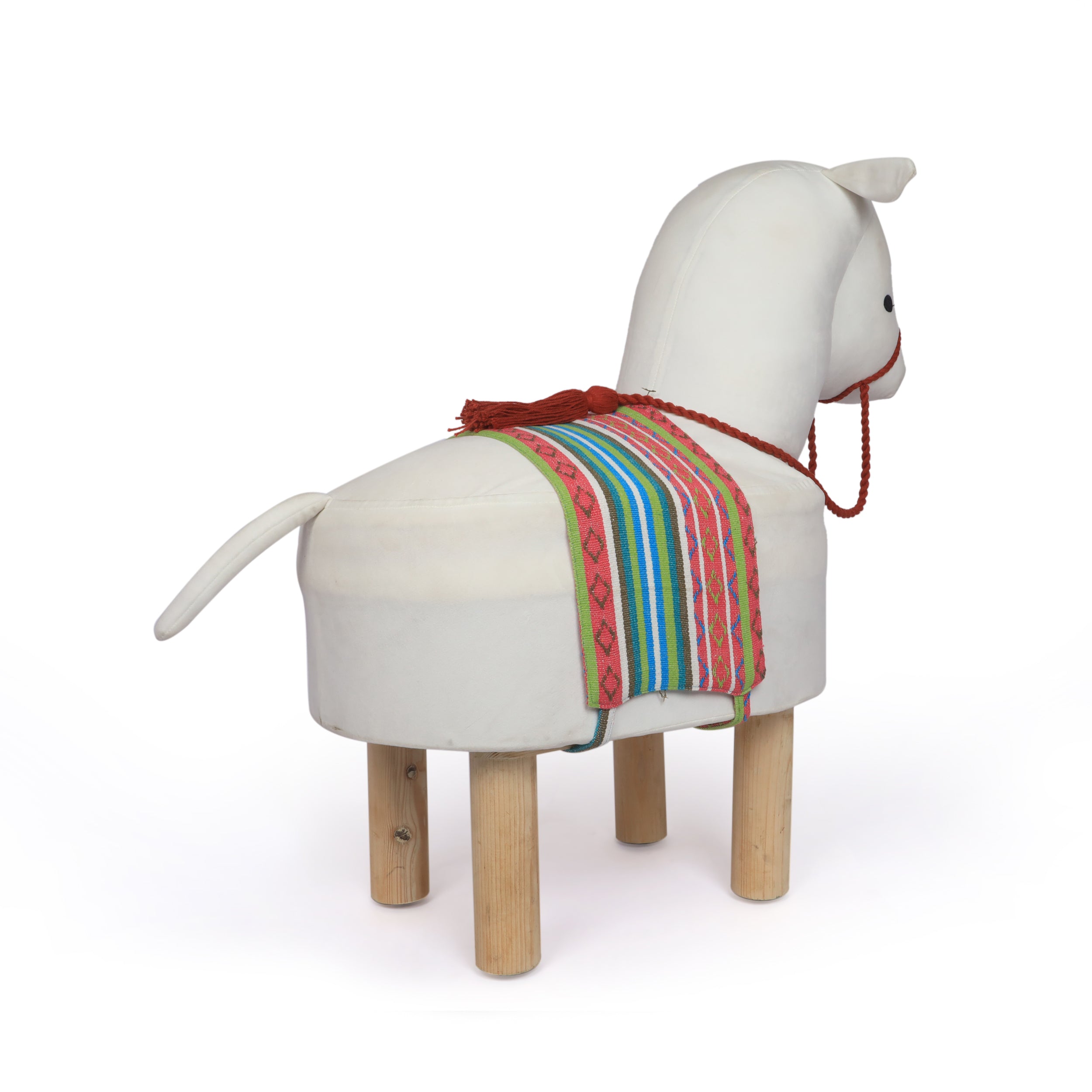 Ishir Handcrafted Contemporary Kids Alpaca Ottoman