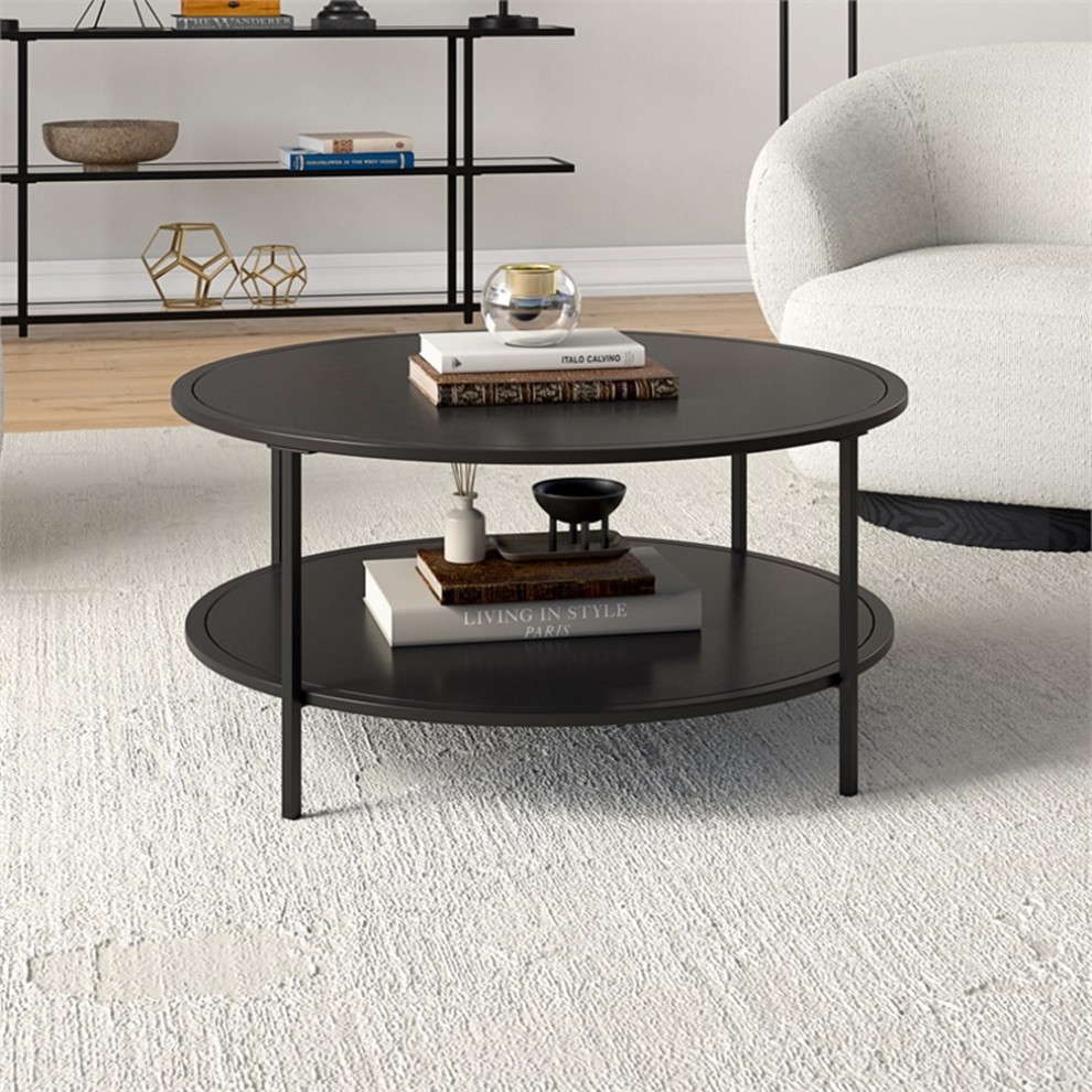 Henn ampHart 36 quotBlackened Bronze Metal/Glass Coffee Table   Transitional   Coffee Tables   by Homesquare  Houzz