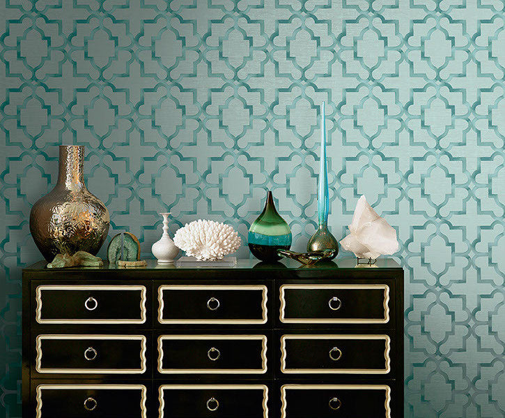 Jarrett Geometric Wallpaper in Greens by Carl Robinson