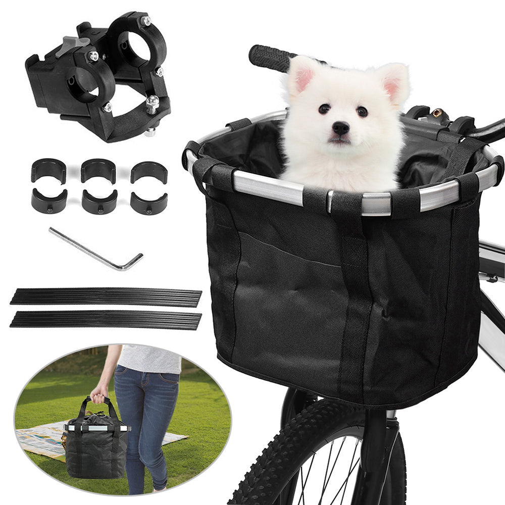 Dodocool Foldable Bicycle Front Basket Removable Bike Pet Basket， Black