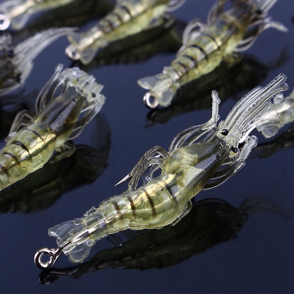 10pcs Shrimp Simulation Soft Prawn Lure Bait Hook Tackle Bass Fishing Lures