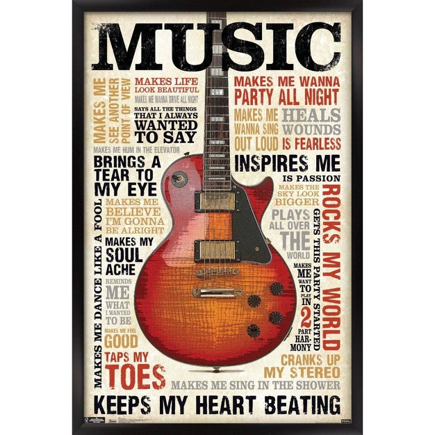 Music Inspires Me Framed Poster Trends International